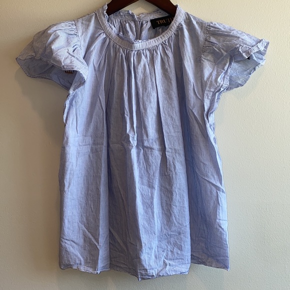 TRUTH BY REPUBLIC FLUTTER SLEEVE STRIPE WOVEN SHIRT SIZE PS - Picture 4 of 9
